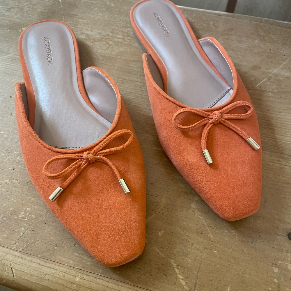 Nordstrom Vibrant Orange Suede Mules